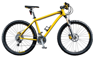 Yellow mountain bike, side view