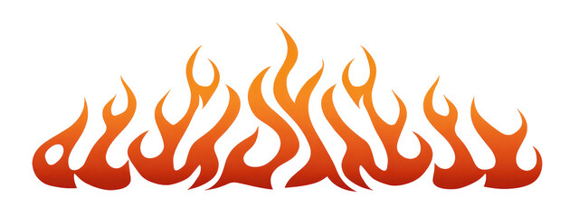 Horizontal row of stylized, pixelated flames