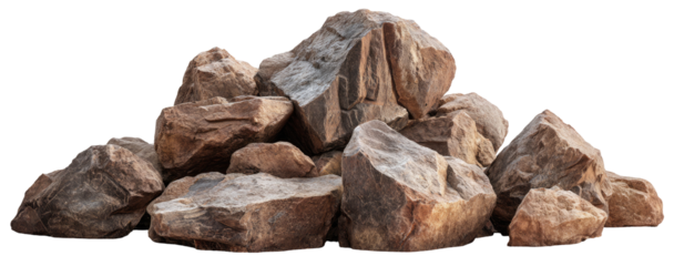 Pile of various sized rocks, tan and brown in color