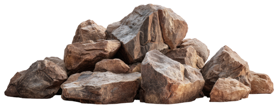 Pile of various sized rocks, tan and brown in color