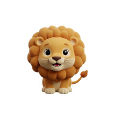Fototapeta premium Adorable cartoon lion character sitting sweetly, great for children's book illustrations and cute designs
