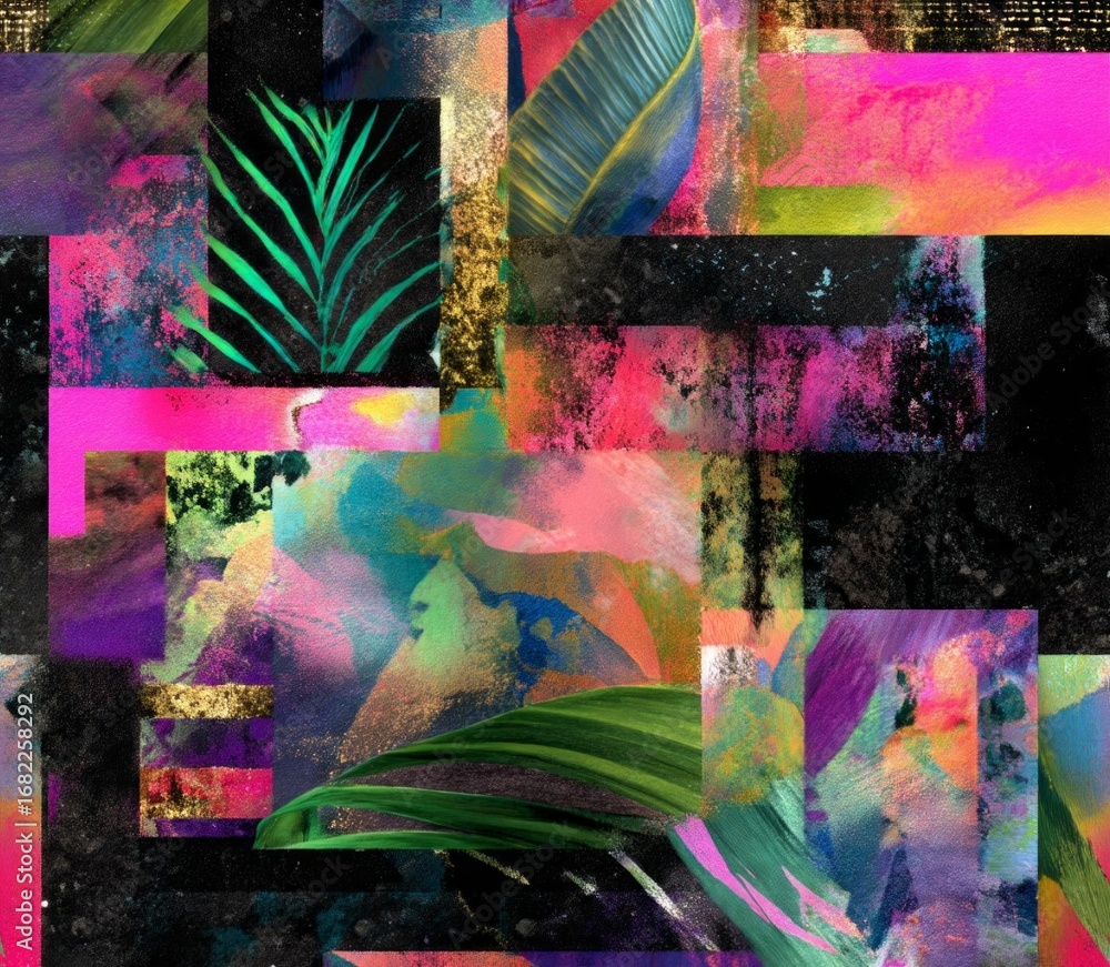Aufkleber vibrant abstract composition: an array of colorful blocks intertwine in a captivating abstract artwo