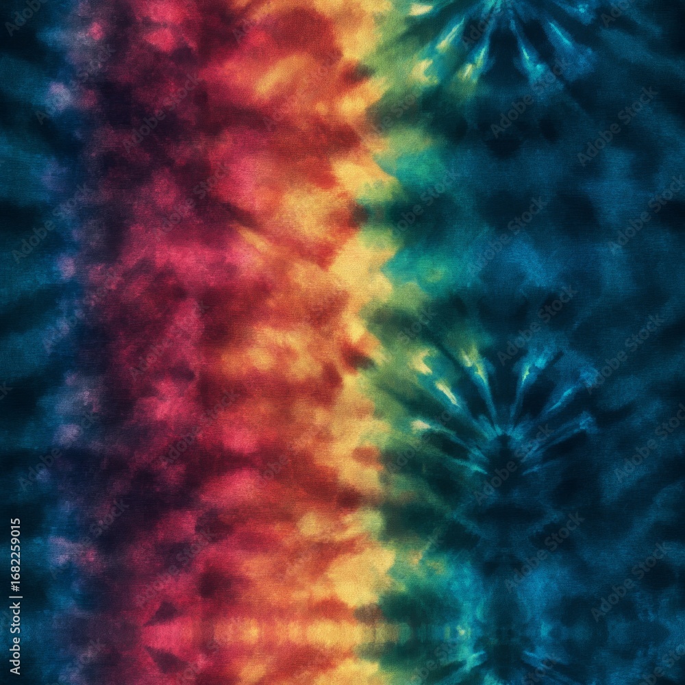 Aufkleber rainbow spiral tie-dye: a vibrant display of psychedelic art, with hypnotic spiral patterns and a ka