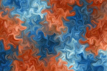 Abstract swirling pattern in blues and oranges