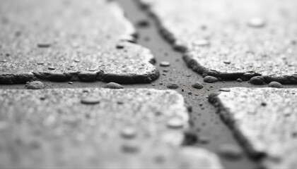 Obraz premium Wet pavement with water droplets in textured grey surface 