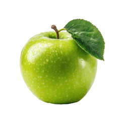 Close-up of a vibrant green apple with a leaf (3)