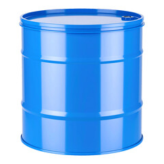 Industrial Blue Metal Barrel for Oil or Chemical Storage Isolated on Transparent Background