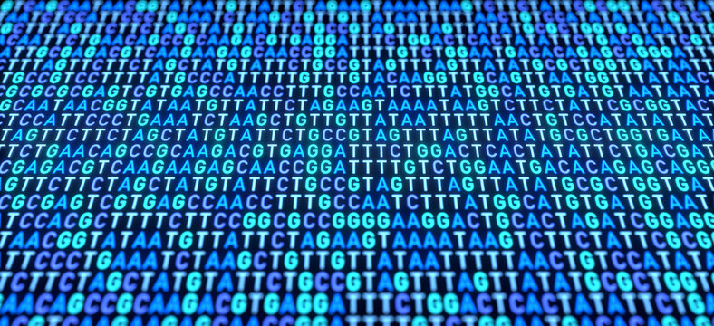 DNA patterns, DNA sequencing gel, genomics, science and genetic analysis, data, DNA testing. 3D illustration