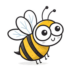 Obraz premium Cheerful Cartoon Bee Illustration on transparent background