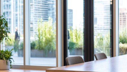 Obraz premium Modern office, city view, natural light