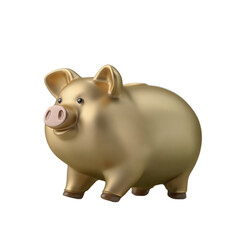 Fototapeta premium A Gleaming Golden Piggy Bank Symbolizing Wealth And Saving Isolated On A Transparent Background
