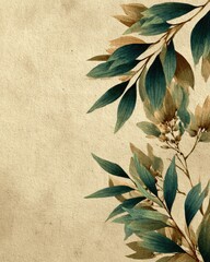 Vintage botanical illustration on aged paper