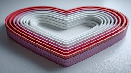 Multi-layered heart design in red, pink, and white