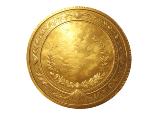 Realistic Golden Coin Isolated on White Background