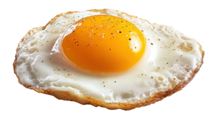 Fried Egg Sunny Side Up Breakfast Protein Source isolated on a Transparent or white Background