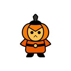 Cute cartoon pumpkin warrior character design