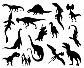 Collection silhouettes of din...