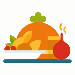 Stylized thanksgiving dinner with turkey and sides