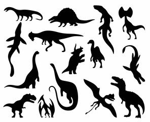 Collection silhouettes of din...