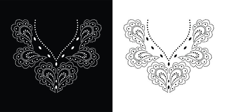 Crystal Bling Applique Transfer Rhinestone Design, Casual Rhinestone Template, Rhinestone Hotfix Design, Flower Necklace Decoration, Neckline Rhinestone Design.