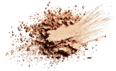 Light beige powder exploding in a chaotic, textured design