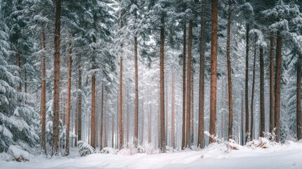 Fototapeta premium Snowy forest landscape