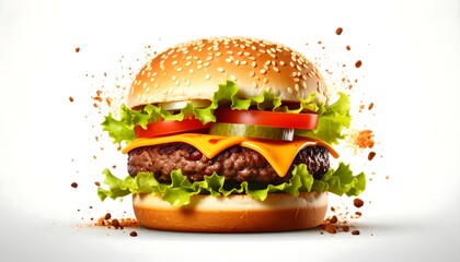 Delicious Burger Isolated Studio Shot