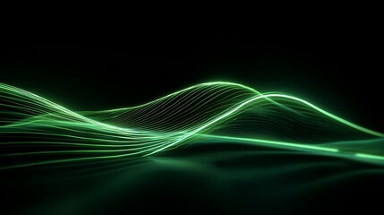 Dynamic green light waves create mesmerizing abstract digital art for futuristic technology themes