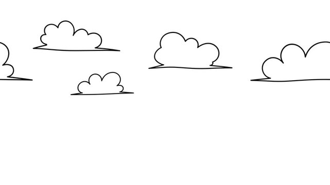 animated doodle clouds moving forward on green screen	

