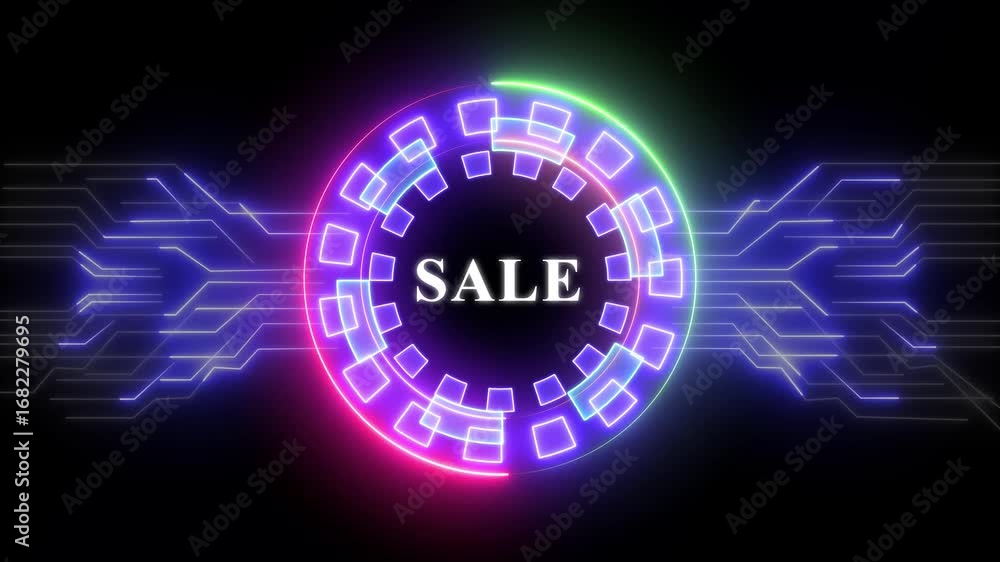 Poster start text font with neon light. start glowing neon text animation on technology background. animati
