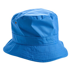 Fototapeta premium Shiny Blue Bucket Hat Isolated On Transparent Background Showing Fashion Accessory