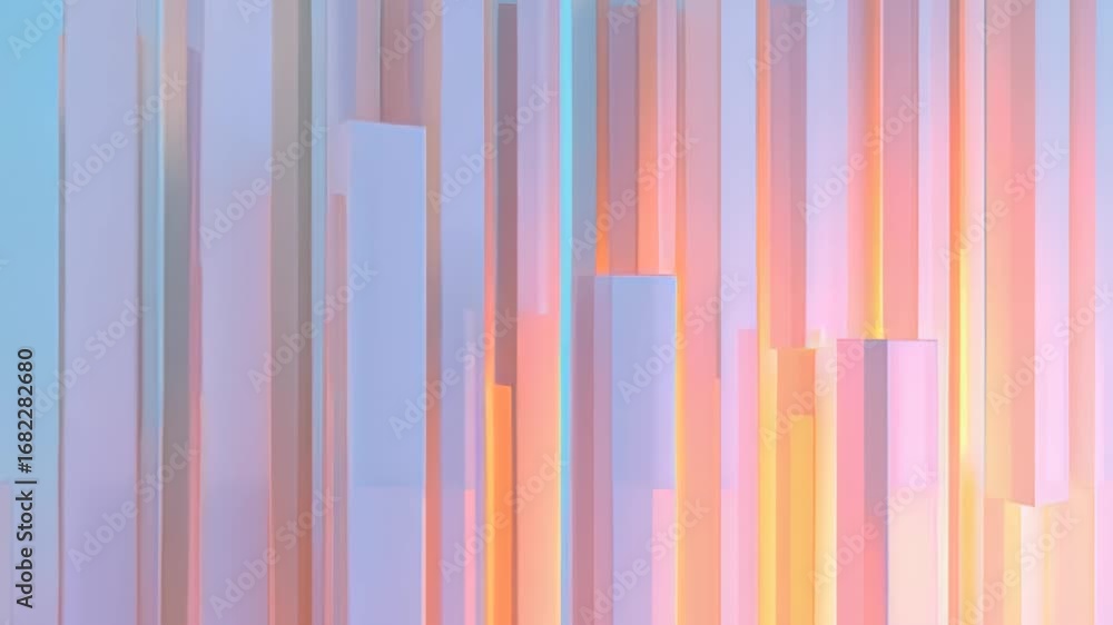 Poster soft pastel hues blend seamlessly, creating mesmerizing gradient of vertical lines