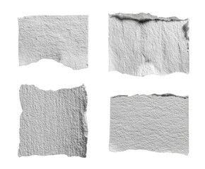 Obraz premium Four irregularly-shaped, textured, off-white paper scraps arranged in a grid. Each piece shows uneven edges and surface texture
