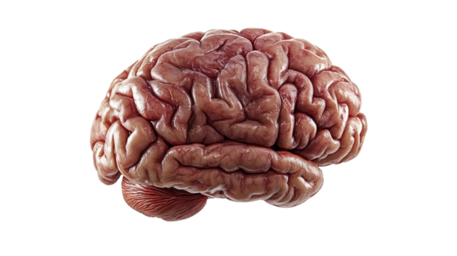 Human Brain Anatomy Organ Intelligence Thought Process isolated on a Transparent or white Background