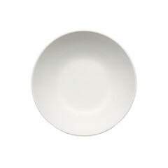 Circular White Ceramic Bowl Isolated on Transparent Background Top View