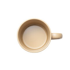 Beige Ceramic Mug With Clear Liquid Inside Isolated On Transparent Background Top View