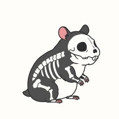 Hamster Skeleton Illustration for Halloween Spooky and Fun