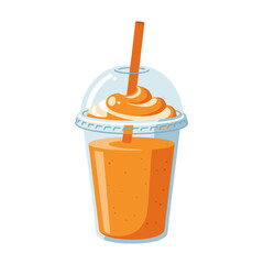 Refreshing Orange Smoothie with Whipped Cream and Straw