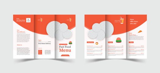 Minimal restaurant trifold food brochure template 