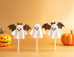 Obraz premium Cute Ghost Lollipop Halloween Decoration かわいい ハロウィンのおばけキャンディ