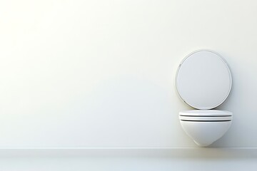 Minimalist white toilet against a plain white wall (2)