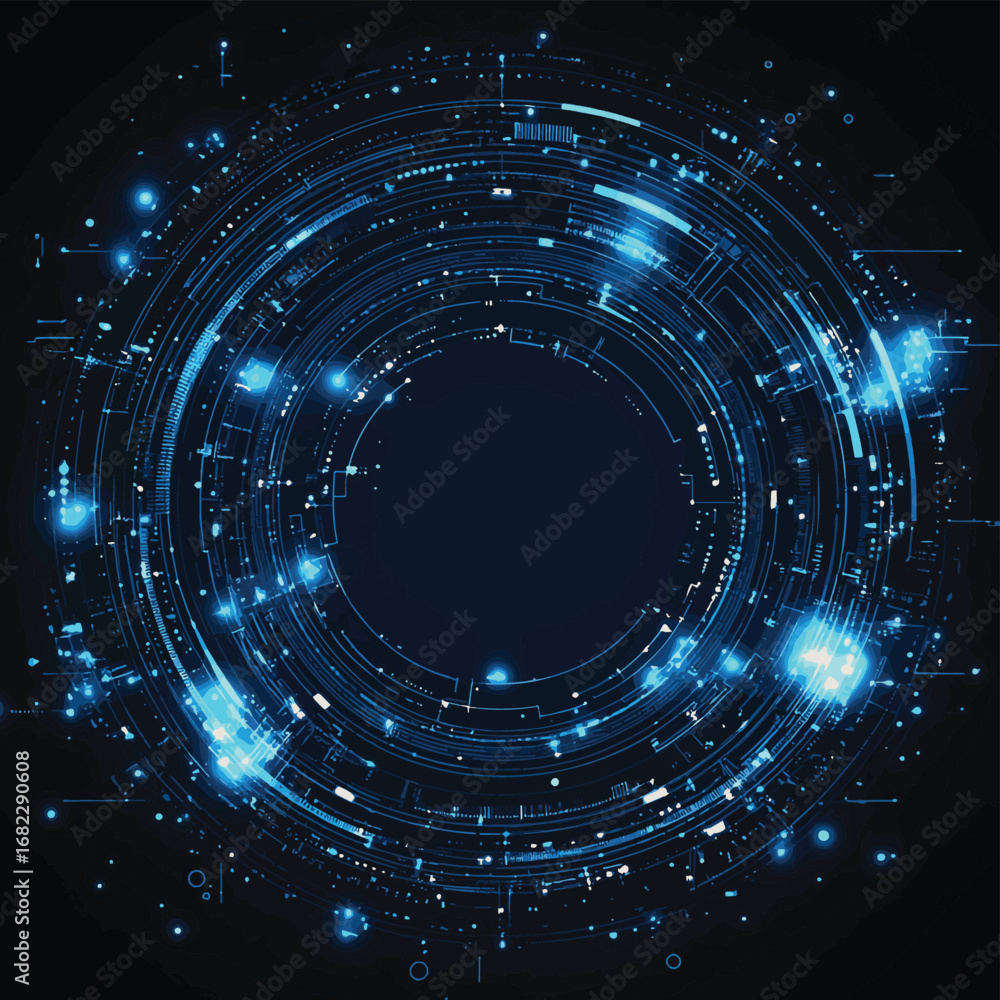 Poster futuristic technology artificial internet digital tech circle with line circuit futuristic blue back