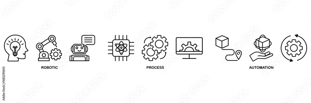 Poster rpa icon set vector illustration concept for for robotic process automation innovation technology wi