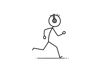 Stick figure running with headphones