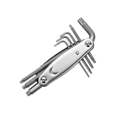 Silver Metal Allen Wrench Tool Set on Transparent Background Close up Shot Showing Details for Technical and Repair Needs
