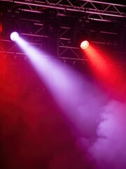 Obraz premium Dynamic stage lighting effects in concerts event venue photography nighttime low angle visual impact