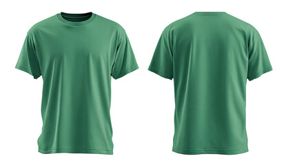 Front and back view of a plain teal t-shirt