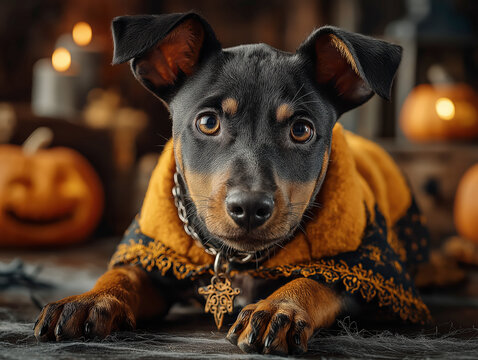 Halloween Themed Miniature Pinscher Dog Cute Puppy