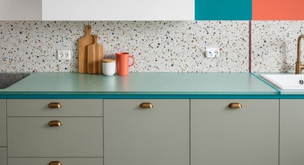 Sage and Recycled Glass Kitchen Vignette from Above