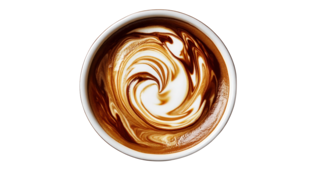 Latte Art Swirl isolated on a Transparent or white Background